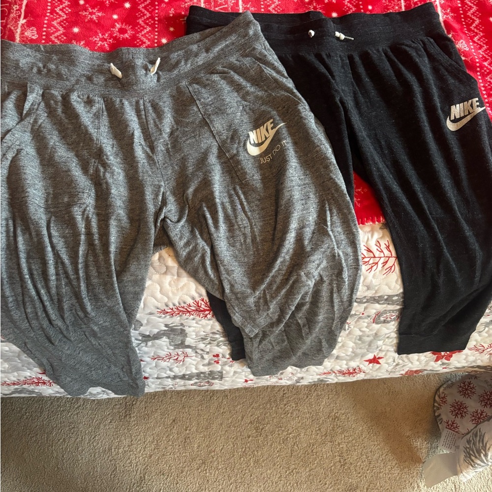 Nike capri joggerSweatpants - light Gray and dark gray/Black